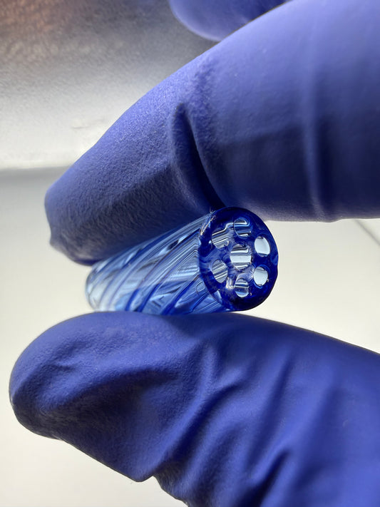 Cobalt Blue Spiral Glass Tip 9x30mm| Multi-Hole Honeycomb Filter