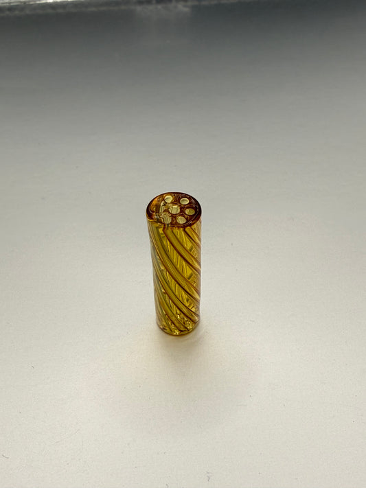 Amber Honeycomb Spiral Glass Tip 9x30mm | Smooth Pull Multi-Hole Filter