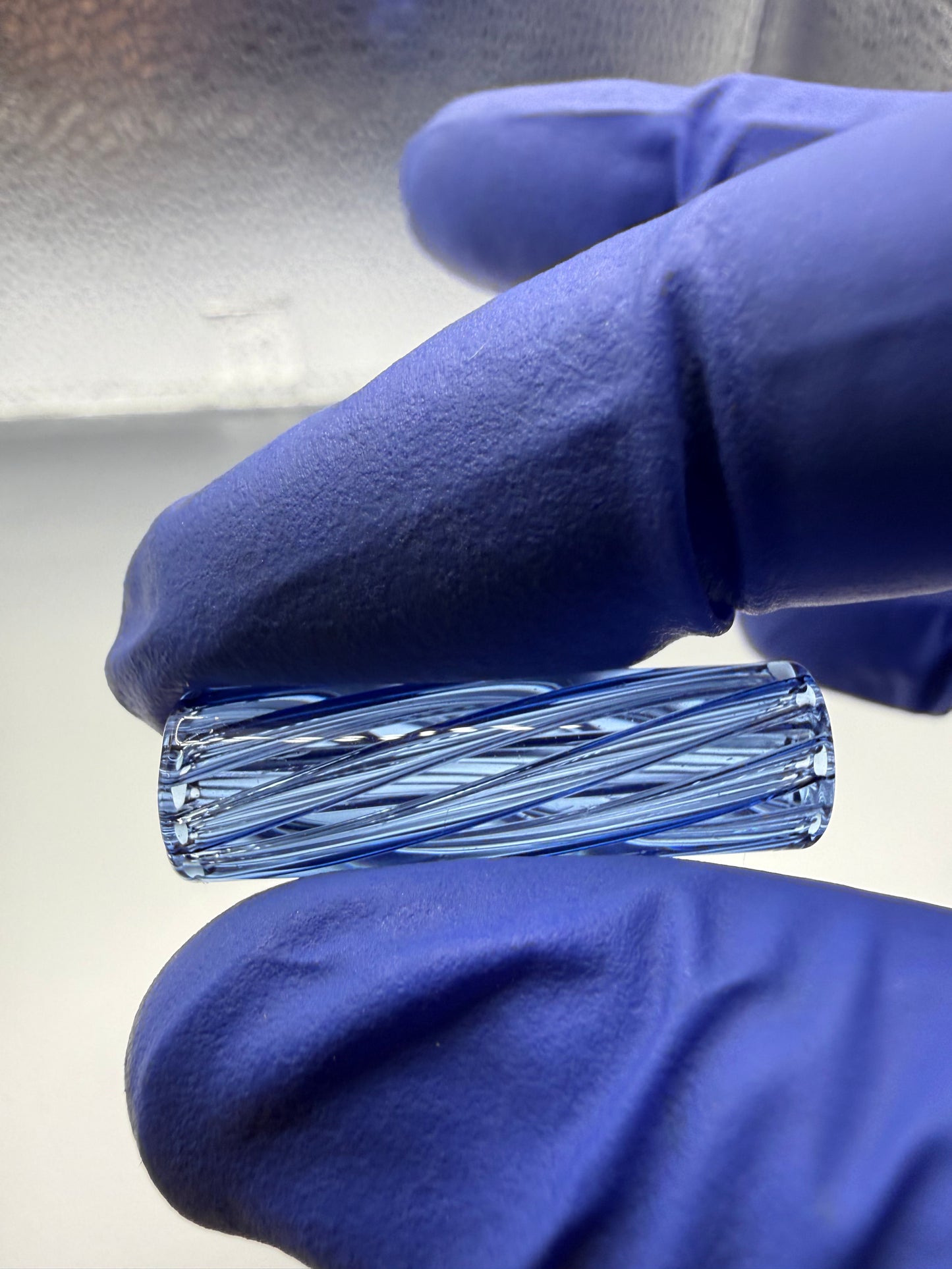 Cobalt Blue Spiral Glass Tip 9x30mm| Multi-Hole Honeycomb Filter