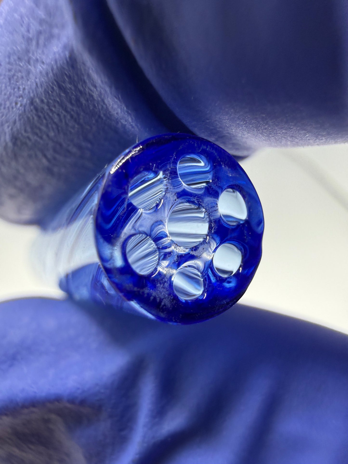 Cobalt Blue Spiral Glass Tip 9x30mm| Multi-Hole Honeycomb Filter