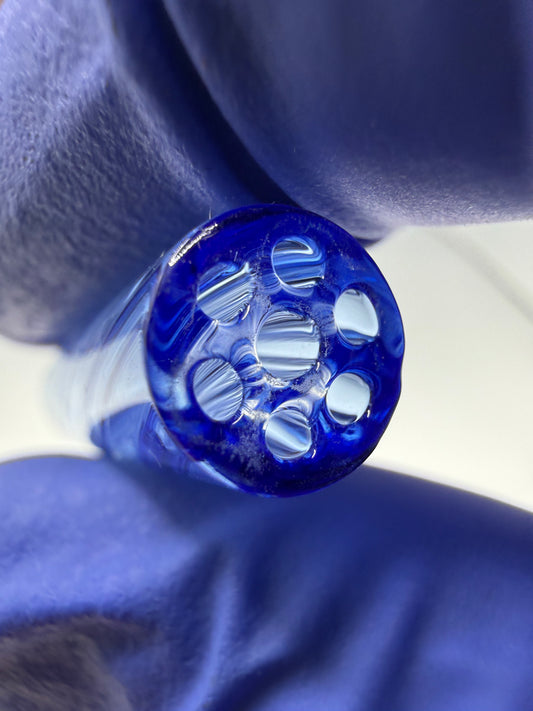 Cobalt Blue Spiral Glass Tip 9x30mm| Multi-Hole Honeycomb Filter