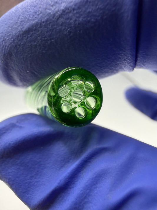 Emerald Green Spiral Glass Tip 9x30mm| Multi-Hole Honeycomb Filter