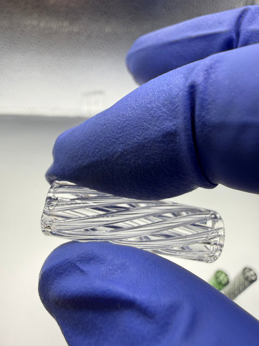 Clear Spiral Glass Tip 9×30 mm | Multi-Hole Honeycomb Filter