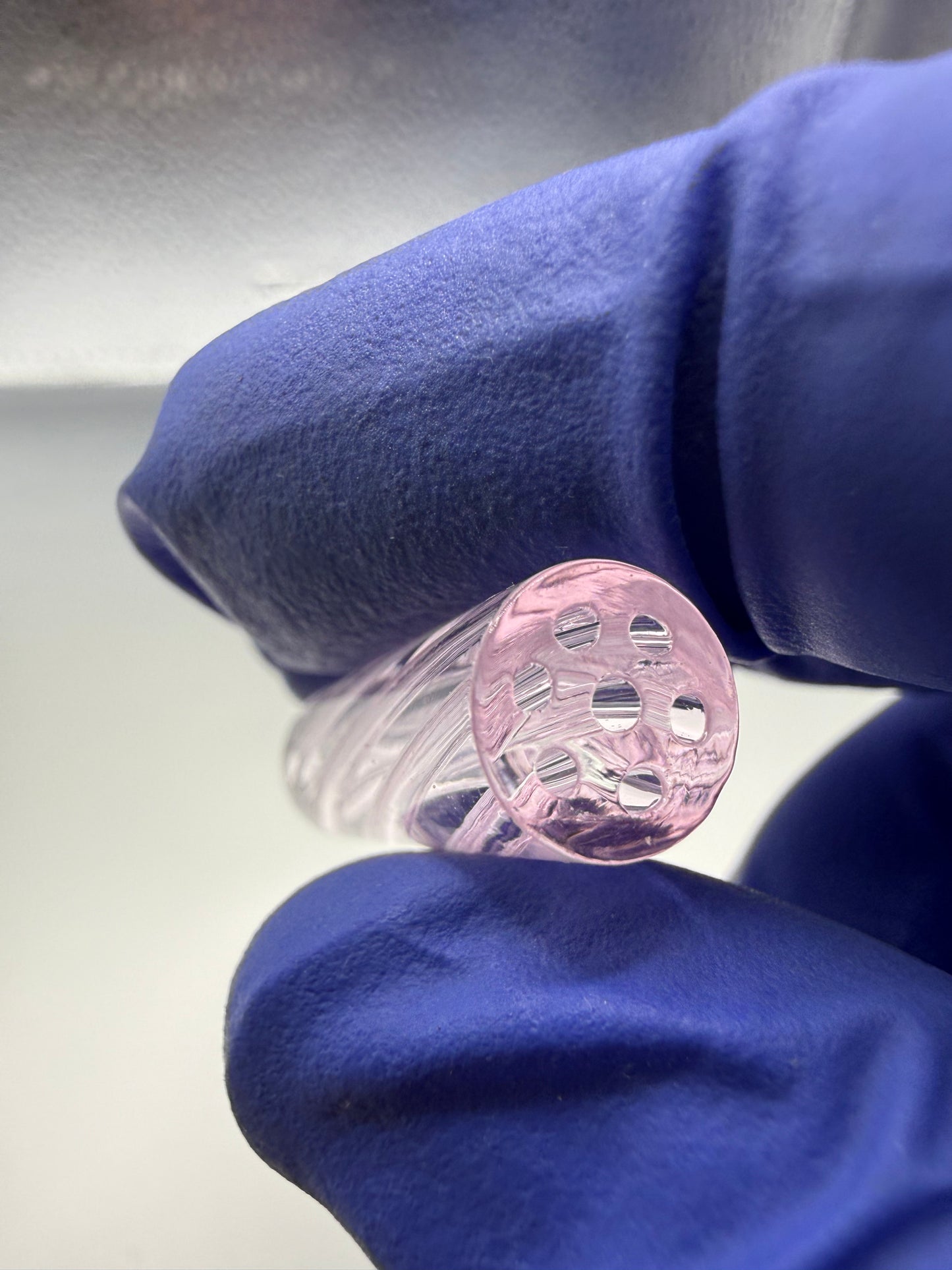 Rose Pink Spiral Glass Tip 9x30mm | Multi-Hole Honeycomb Filter