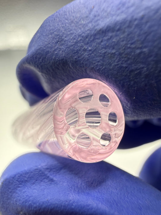Rose Pink Spiral Glass Tip 9x30mm | Multi-Hole Honeycomb Filter