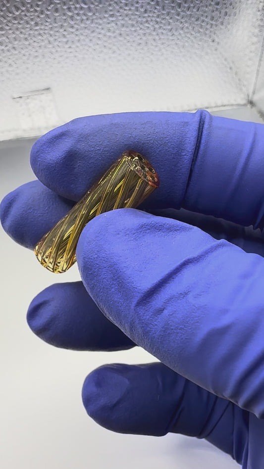 Amber Honeycomb Spiral Glass Tip 9x30mm | Smooth Pull Multi-Hole Filter