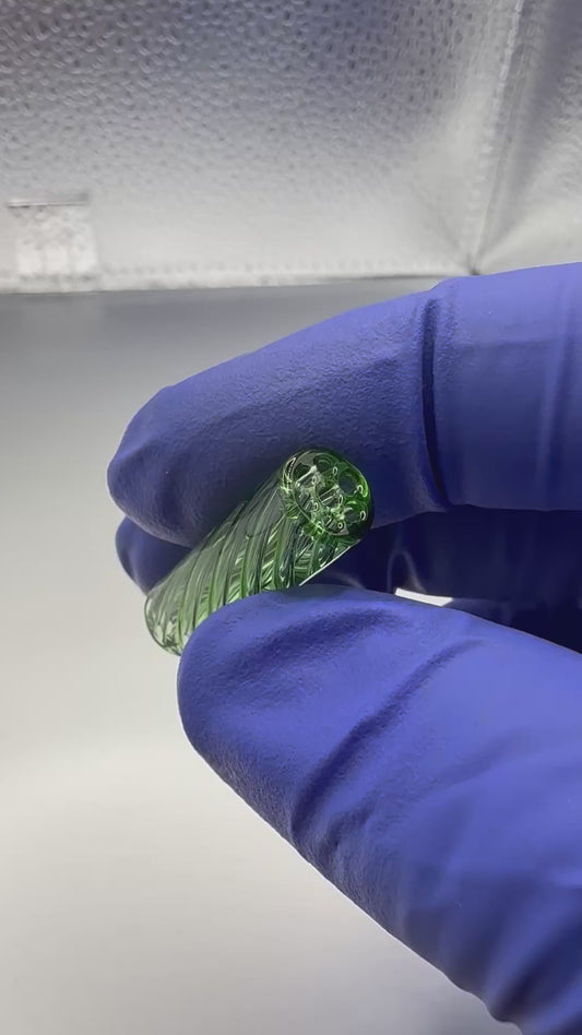 Emerald Green Spiral Glass Tip 9x30mm| Multi-Hole Honeycomb Filter